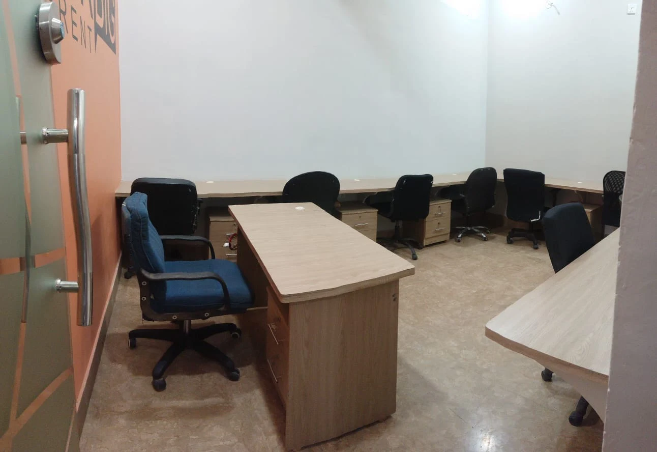 Open coworking desks and seating